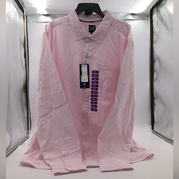 GAP Long Sleeve Oxford Button Down Shirt - Pink Striped - Picture 5 of 9